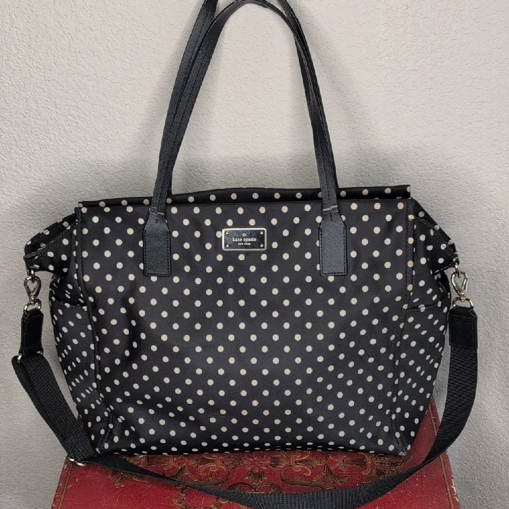 Kate Spade Black and White polkadot diaper bag